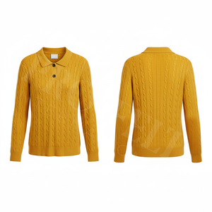 Polo de punto extragrande personalizado de manga larga para hombre, estilo urbano, corte holgado, hombros caídos, moderno, informal y a la moda. - Product Image 6