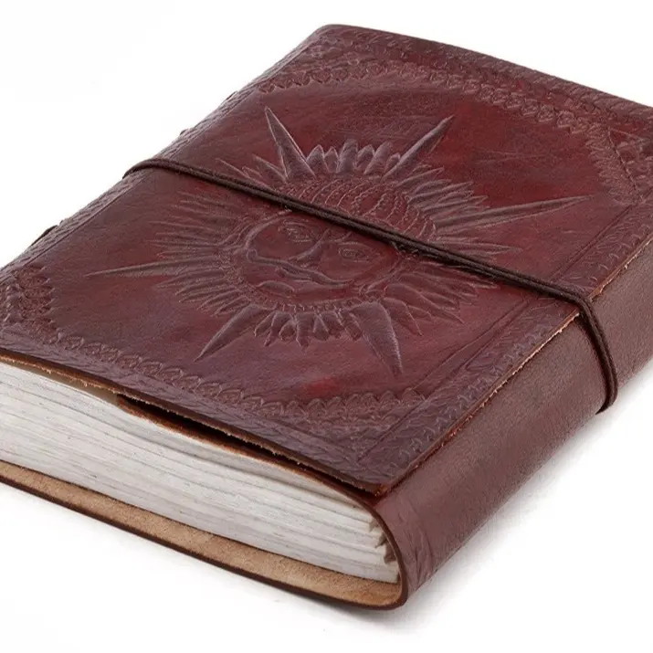 Journal de voyage Vintage fait à la main en cuir véritable, carnet de notes avec Journal en cuir pur de haute qualité