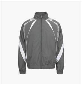 Conjunto Deportivo para Hombre, Chaqueta Cortavientos Gris con Bloques de Color, Secado Rápido, Ropa de Otoño, Cuello Alto, Tejido de Poliéster - Product Image 3