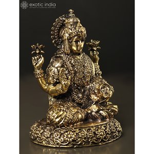 รูปปั้นทองเหลืองขนาดเล็กที่ยอดเยี่ยมหลายขนาดรูปปั้นของพระลักษมี - Product Image 1