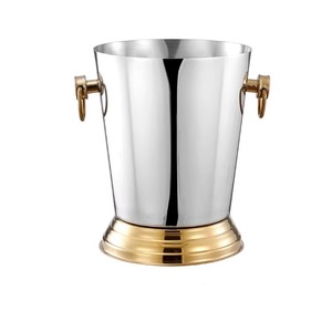 Cubo para hielo de acero inoxidable de alta calidad con asa y base doradas, solución rentable sin comprometer la calidad - Product Image 5