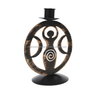 Bougeoir en métal déesse terre noir et cuivre pour centres de table de mariage d'hôtel à la maison pour décorations de noël - Product Image 5