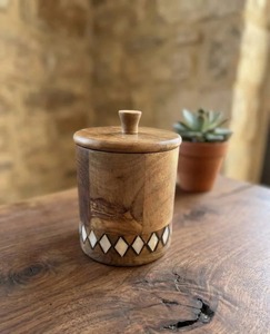 Caja de Especias de Madera Sólida con Acabado Natural de Primera Calidad, Recipientes de Almacenamiento con Cuchara, Fabricante de Fábrica India - Product Image 4