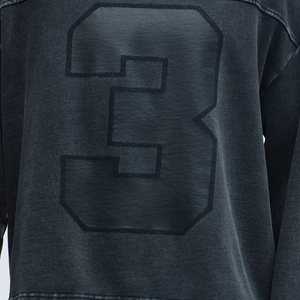 Custom Men's Acid <b>Wash</b> Pullover Hoodie 100% Cotton Black Casual Oversized Distressed Sweatshirt With Graphic Number Men Sweat - Product Image 3