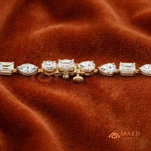 สร้อยข้อมือเทนนิสโมอิสซาไนต์รูปทรงผสมชุบทอง 18K สำหรับผู้หญิง เครื่องประดับแฟชั่นหรูหรา สไตล์ซานฟรานซิสโก - Product Image 3