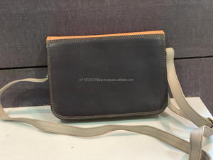 กระเป๋าถือหนังคุณภาพสูงสำหรับผู้หญิงกระเป๋าสะพายข้างแบบตะวันตกสีหนังแท้รีไซเคิลหนังแท้สีสันสดใส - Product Image 5