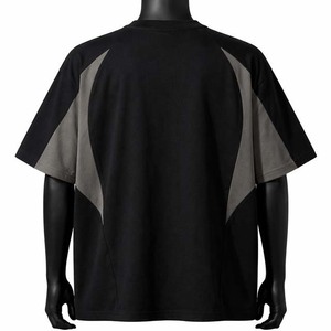 เสื้อยืดแขนสั้นผู้ชายสีดำเทา ทรงปกติ ตัดต่อสี ระบายอากาศได้ดี คอกลม สวมใส่สบาย ผลิตจากผ้าฝ้ายถัก 100% - Product Image 2