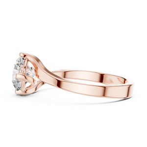 แหวนเพชรเม็ดกลมแหลมสีโรสโกลด์18K แหวนโซลิแทร์ทรงโค้งมนสวยงามสำหรับผู้หญิงแหวนหมั้นคลาสสิก - Product Image 4