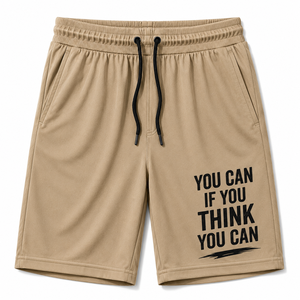 Shorts de sport respirants pour hommes, taille mi-haute, avec cordon de serrage, imprimé graphique personnalisé, en maille polyester, pour entraînement et course à pied - Product Image 2