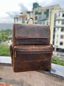 New Arrival Real Vintage Brown Crunch Leather Oversize Travel Backpack <b>Personalized</b> Unisex Hipster <b>Cushion</b> Padding Leather Bags - Product Image 2