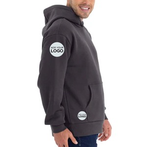 Sweat-shirt à capuche unisexe surdimensionné en coton épais vert avec logo personnalisé pour homme - Product Image 6
