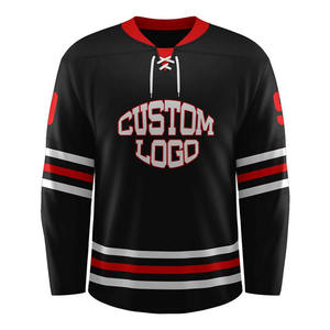 Custom Ice Hockey Jersey Men's Black Red <b>White</b> Sublimated Full Sleeve Breathable Sportswear Adult Regular Fit - Product Image 1