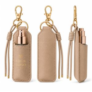 Llavero Personalizado de Cuero PU con Soporte para Botella de Spray de 30 ml con Logotipo - Product Image 3