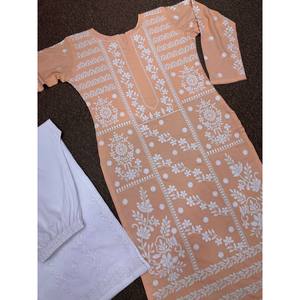 Conjunto de Top y Pantalones Plazzo con Bordado de Melocotón para Mujer DHK, con Trabajo de Hilo, Talla M - Product Image 3