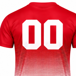 T-shirt de sport à sublimation dégradé rouge écarlate et blanc pour homme, manches courtes, col rond, imprimé personnalisé, performance sportive - Product Image 4