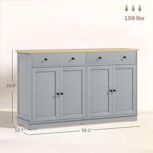 Credenza Moderna Grigia con Cassetti e Ripiani Regolabili per Soggiorno, Sala da Pranzo, Ingresso, Realizzata in Legno - Product Image 3
