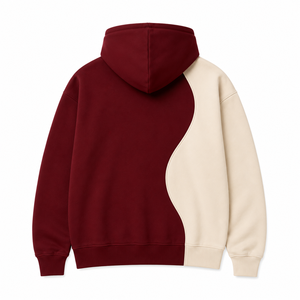 Sweat-shirt à capuche premium bicolore avec logo brodé personnalisé, coupe oversize en molleton, style streetwear pour hommes et femmes - Product Image 3