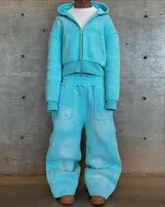 Conjunto de Sudadera con Capucha y Pantalones Deportivos de Invierno CAPRA International, 100% Algodón, Lavado Ácido, Estilo Urbano, Cierre con Cordón Ajustable, OEM/ODM Personalizado - Product Image 4