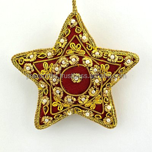 Handmade Embroidered <b>Beaded</b> Rocking Horse Ornament Christmas Tree Hanging Decoration Zari <b>Thread</b> Christian Crystal Alloy - Product Image 4