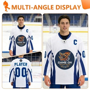 Maillot de hockey personnalisé imprimé par sublimation, 100% polyester, séchage rapide, respirant, écologique, logo personnalisé, multicolores, adulte unisexe - Product Image 2