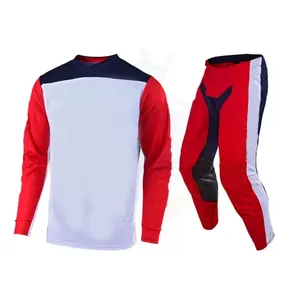 Combinaison de moto pour homme, manches longues, couleur blanche, blocs de couleur, polyester à séchage rapide, vêtements de course toutes saisons - Product Image 5