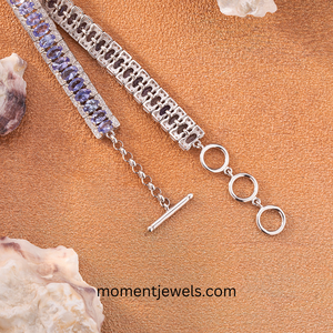 Fashion OL Geometric Silver <b>Gemstone</b> <b>Bracelet</b> for Women Solid Silver 13g Link Chain <b>Bracelets</b> - Product Image 4