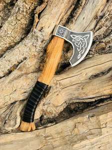 Tomahawk Vikingo Hecho a Mano con Acero de Alto Carbono, Mango de Acero de Grado Industrial, 1.5 kg, Funda de Cuero, para Camping y Uso al Aire Libre, 1 Año de Garantía - Product Image 6