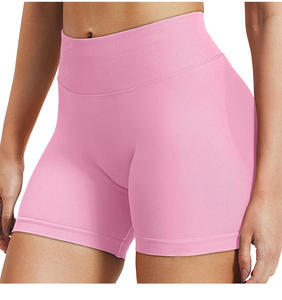 Shorts de compression sans couture pour femme, taille mi-haute, très extensibles, effet froncé aux fesses, motif uni, pour le fitness et la gym - Product Image 4