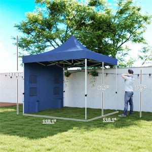 Tenda a baldacchino pop-up blu scuro, gazebo parasole - Product Image 6