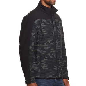 Men Black <b>Camo</b> Softshell <b>Jacket</b> Full Zip Stand Collar Lightweight Windproof Outdoor Casual <b>Jacket</b> Modern Stylish Everyday Wear - Product Image 2