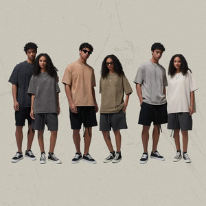 T-shirt Oversize Délavé à l'Acide 100% Coton Vintage Délavé aux Minéraux Grammage Lourd Écologique Respirant Streetwear Coupe Boxy Col Rond - Product Image 2