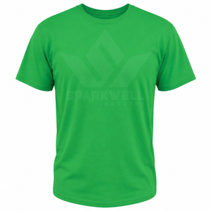 Camiseta Verde Sólida para Hombre, Manga Corta, Cuello Redondo, Algodón Jersey, Corte Regular, Transpirable, Informal, Lisa, Básica - Product Image 1