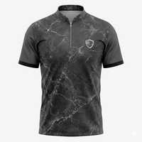 Maillot de billard personnalisé en tricot solide, à manches courtes, avec fermeture éclair, sublimation, respirant, séchage rapide, 100% polyester, pour homme