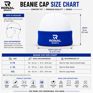 RONAL SPORTS หมวกบีนนี่ ยูนิเซ็กส์สีทึบ หมวกถักแบบตัดกัน หมวกฤดูหนาว นุ่มสบาย อบอุ่น น้ำหนักเบา สวมใส่สบาย S/M L/XL XXL - Product Image 6