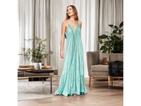 Vestido Largo de Verano para Mujer, Estilo Vintage, Corte en A, de Rayón Ecológico, Alta Calidad, Cómodo, Elegante, con un Look Bronceado