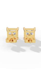 Boucles d'oreilles de luxe en or 10K avec diamant de laboratoire certifié, taille princesse, solitaire à quatre griffes, style panier - Product Image 4
