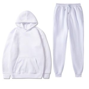 Ensemble deux pièces pour homme, sweat-shirt et pantalon de survêtement en polaire respirant, écologique, à logo personnalisé, séchage rapide, style streetwear décontracté - Product Image 4