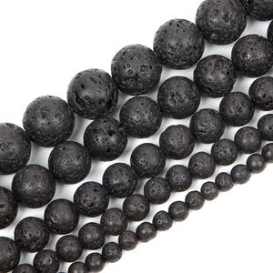 Perles de pierre de lave volcanique de qualité A, pierres précieuses naturelles authentiques, perles rondes en vrac pour la création de bijoux DIY, options en lot. - Product Image 6
