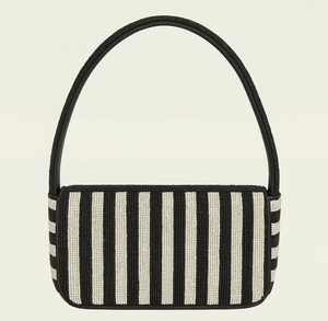 Sac à main moderne en tissu tissé, motif zèbre rayé noir et blanc, forme rectangulaire avec bandoulière réglable - Product Image 4