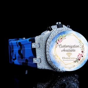 Women's ElvoraGems <b>Round</b> Smart Watch With Gems Silicone Band Customization Available - Product Image 3