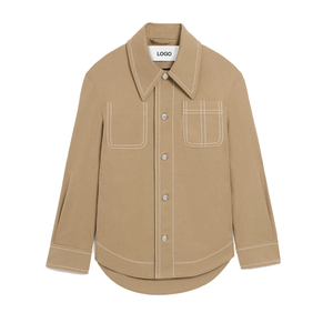 Veste de travail unisexe en toile de coton, coupe oversize, style utilitaire, boutonnée, streetwear décontracté, vêtement d'extérieur, personnalisable OEM, marque privée - Product Image 6