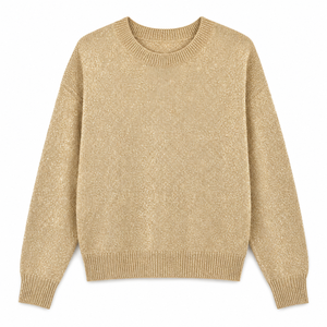 Suéter Metálico de Lurex para Mujer, Tejido Brillante, Cuello Redondo, Manga Larga, Corte Holgado, Transpirable, para Invierno, Casual, para Fiestas - Product Image 4