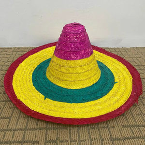 Chapeau de paille sombrero coloré pour fête, personnalisable avec logo, chapeau sombrero en jonc de mer pour mariachi, idéal pour les fêtes estivales, usage quotidien décontracté, cadeau unisexe - Product Image 1