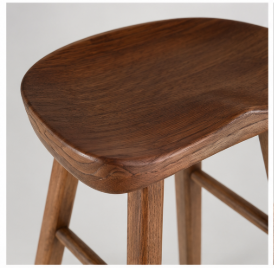 Modern Solid Wood Bar <b>Stool</b> with Curved <b>Seat</b> Tapered Legs and Footrest for Kitchen Island Cafe Restaurant Home Seating - Product Image 5