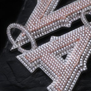 Joyería Hip Hop para Hombre, Colgante Personalizado con Letras, Plata de Ley 925, Diamante Moissanita VVS, Número, Nombre, Inicial, Logotipo - Product Image 2