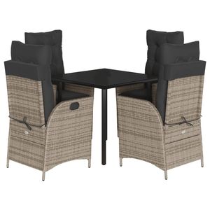 <b>Grey</b> Rattan Garden Dining Set 4 Seater Outdoor Furniture Weather Resistant Contemporary Style Metal <b>Frame</b> - Product Image 2