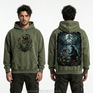 Sweat à capuche graphique Dark Aesthetic Angel pour homme, personnalisé, effet délavé vintage, streetwear, coupe oversize, en molleton de coton, style gothique - Product Image 2