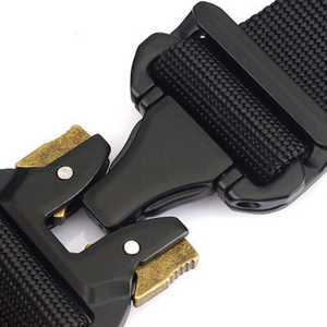 Cinturón Casual de Nailon con Hebilla de Cierre Automático, Color Sólido, Duradero, Moldeado en una Sola Pieza, Hebilla Rectangular de Plástico, Negro, Marrón, Azul Marino - Product Image 3