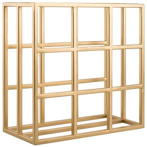 Organisateur de bouteilles de vin en métal doré de luxe, design géométrique minimaliste en forme de cube, pour la décoration de salle à manger - Product Image 2