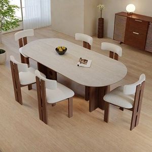 Juego de Comedor Ovalado de Lujo para 6 Personas, Muebles de Comedor de Madera, Fabricante de Indonesia - Product Image 1